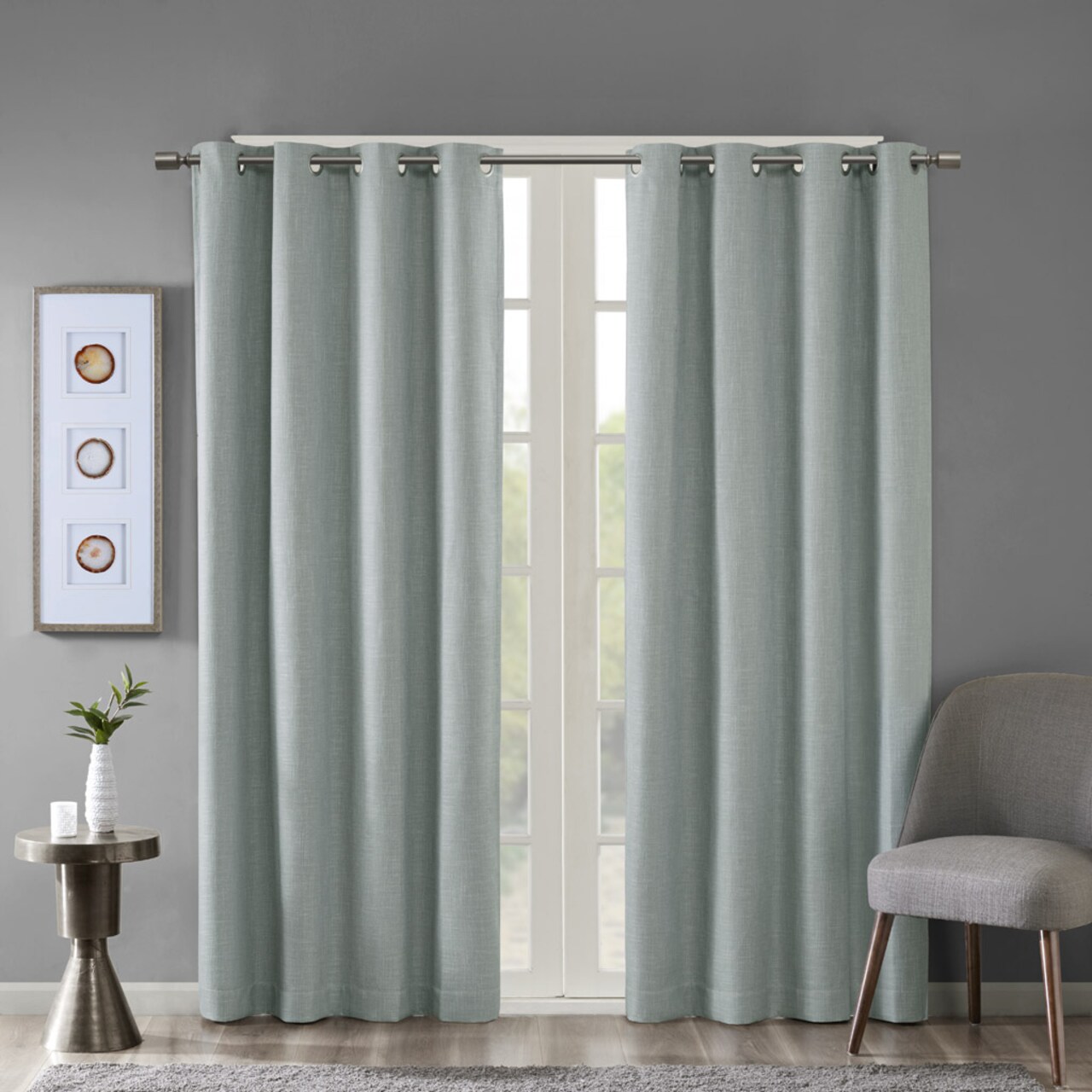 Gracie Mills Printed Heathered Blackout Grommet Top Curtain Panel